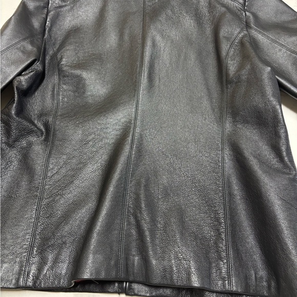 Worthington Black Leather Jacket with Red Lining - Picture 2 of 5